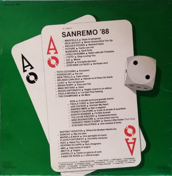 Various - Sanremo 88 - VG 2 LP Record 1988 RCA Italy Vinyl - Pop Rock - Shuga Records