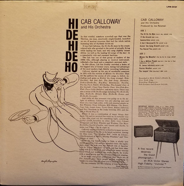 Cab Calloway And His Orchestra - Hi De Hi De Ho - Mint- LP Record 1960 RCA Victor USA Mono Original Vinyl - Jazz / Swing / Vocal / Big Band - Shuga Records