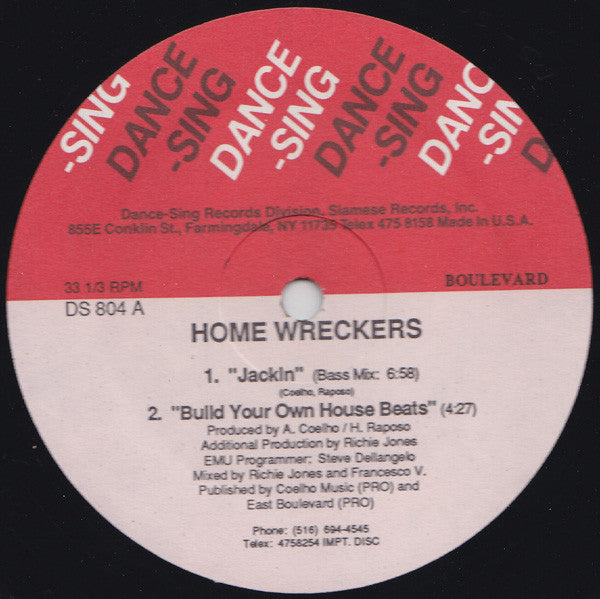 Home Wreckers - Jackin - VG+ 12" Single Record 1986 Dance-Sing USA Original Vinyl - House - Shuga Records