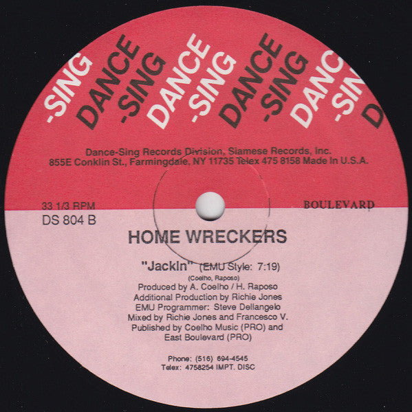 Home Wreckers - Jackin - VG+ 12" Single Record 1986 Dance-Sing USA Original Vinyl - House - Shuga Records