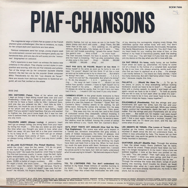 Edith Piaf - Chansons - Mint- LP Record 1963 Columbia Germany Stereo ED1 Original Vinyl - Pop / Chanson - Shuga Records