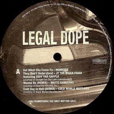 Various - Legal Dope - Mint- 2 LP Record 1995 Priority USA Promo Original Vinyl - Hip Hop / Gangsta - Shuga Records