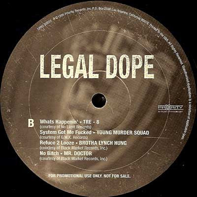 Various - Legal Dope - Mint- 2 LP Record 1995 Priority USA Promo Original Vinyl - Hip Hop / Gangsta - Shuga Records