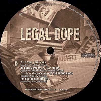 Various - Legal Dope - Mint- 2 LP Record 1995 Priority USA Promo Original Vinyl - Hip Hop / Gangsta - Shuga Records