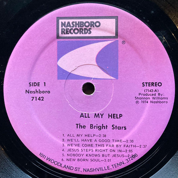The Bright Stars - All My Help - VG+ LP Record 1974 Nashboro USA Original Vinyl - Gospel / Soul - Shuga Records