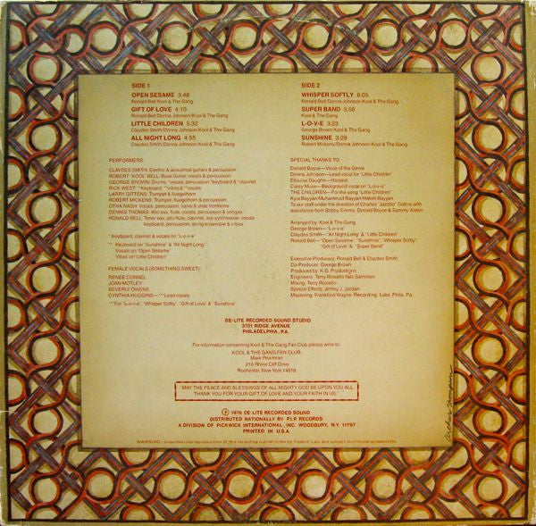 Kool & The Gang – Open Sesame - VG+ LP Record 1976 De-Lite USA Vinyl & Fold Out Cover - Soul / Funk