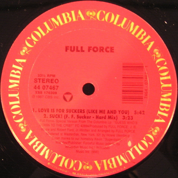 Full Force - Love Is For Suckers (Like Me And You) - Mint- 12" SIngle Record 1987 Columbia USA Promo Vinyl - Funk / R&B