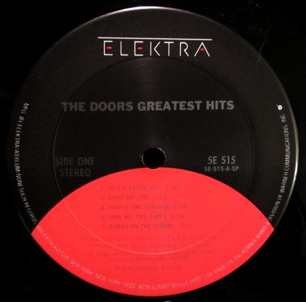 The Doors - Greatest Hits - Mint- LP Record (VG+ cover) 1980 Elektra Columbia House Club USA Original Vinyl, Insert & Matching Inner Sleeve - Psychedelic Rock / Classic Rock / Blues Rock - Shuga Records