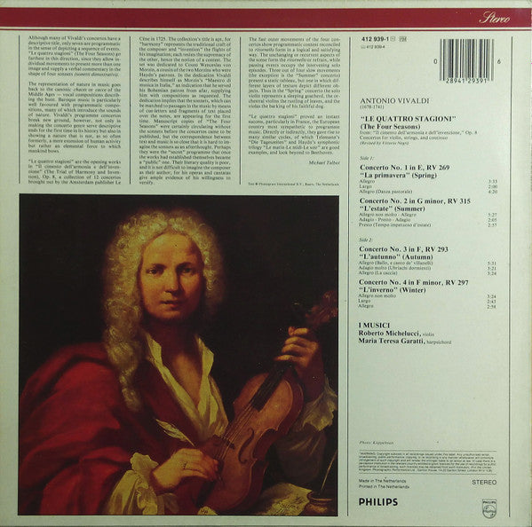 Roberto Michelucci & I Music - Vivaldi - The Four Seasons - New LP Record 1980s Philips Classics Netherlands Vinyl - Classical - Shuga Records