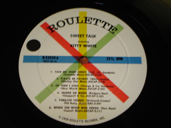Kitty White – Sweet Talk - VG+ LP Record 1958 Roulette USA Mono Vinyl - Jazz / Vocal - Shuga Records