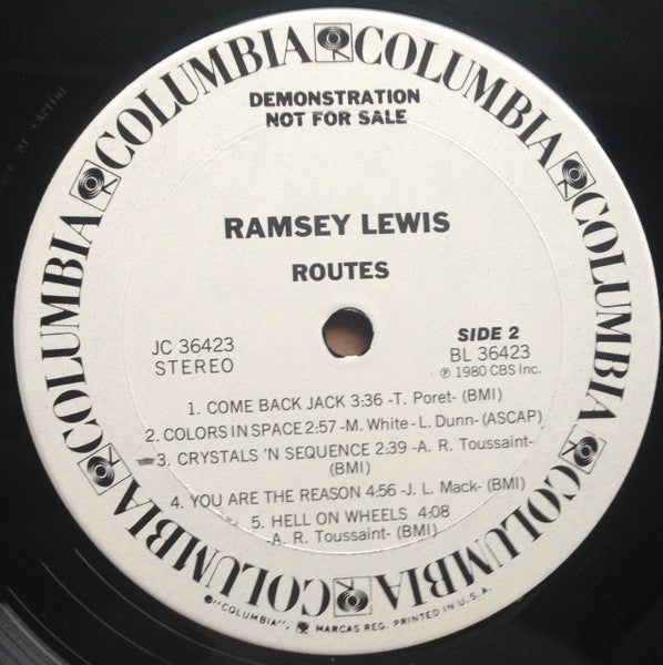 Ramsey Lewis - Routes - Mint- LP Record 1980 Columbia USA Promo Vinyl - Jazz / Jazz-Funk / Soul-Jazz - Shuga Records