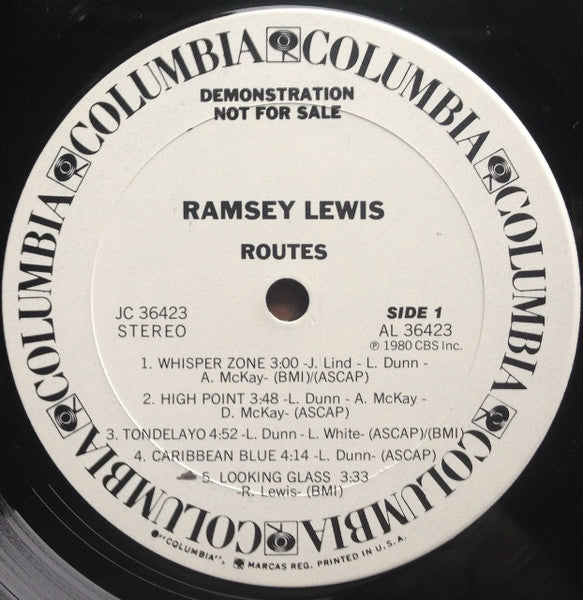 Ramsey Lewis - Routes - Mint- LP Record 1980 Columbia USA Promo Vinyl - Jazz / Jazz-Funk / Soul-Jazz - Shuga Records