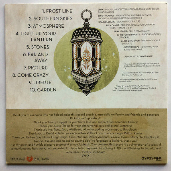 Lynx – Light Up Your Lantern - Mint- LP Record 2014 Feedbands Gypsypop Gold Vinyl & Insert - Electronic / Ambient - Shuga Records