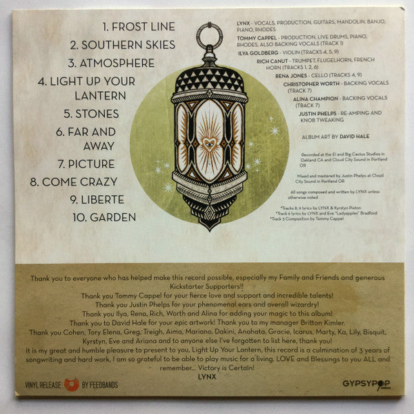 Lynx – Light Up Your Lantern - Mint- LP Record 2014 Feedbands Gypsypop Gold Vinyl & Insert - Electronic / Ambient