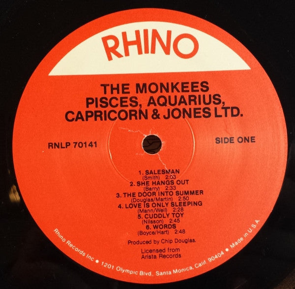 The Monkees - Pisces, Aquarius, Capricorn & Jones Ltd. (1967) - Mint- LP Record 1986 Rhino USA Vinyl - Pop Rock / Psychedelic Rock