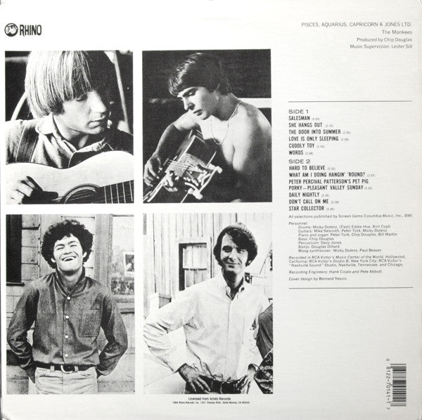 The Monkees - Pisces, Aquarius, Capricorn & Jones Ltd. (1967) - Mint- LP Record 1986 Rhino USA Vinyl - Pop Rock / Psychedelic Rock