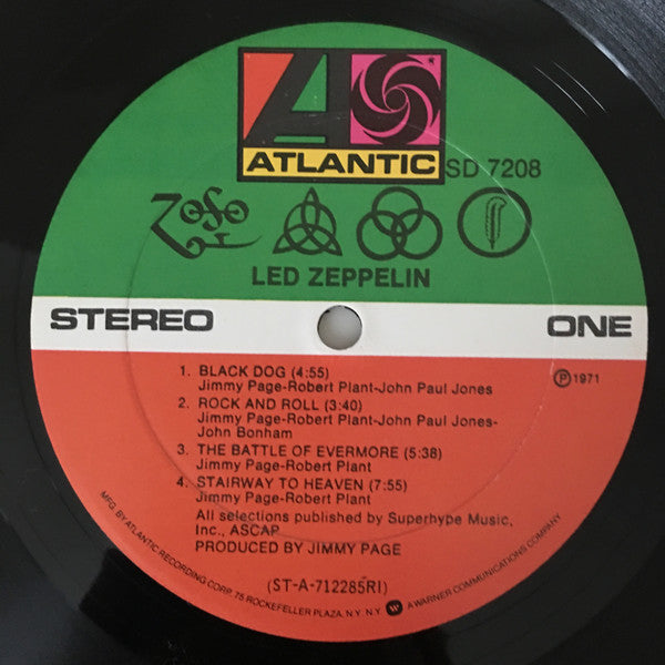 Led Zeppelin - Untitled (IV) (1971) - VG+ LP Record 1975 Atlantic USA Vinyl & Original Inner - Classic Rock - Shuga Records