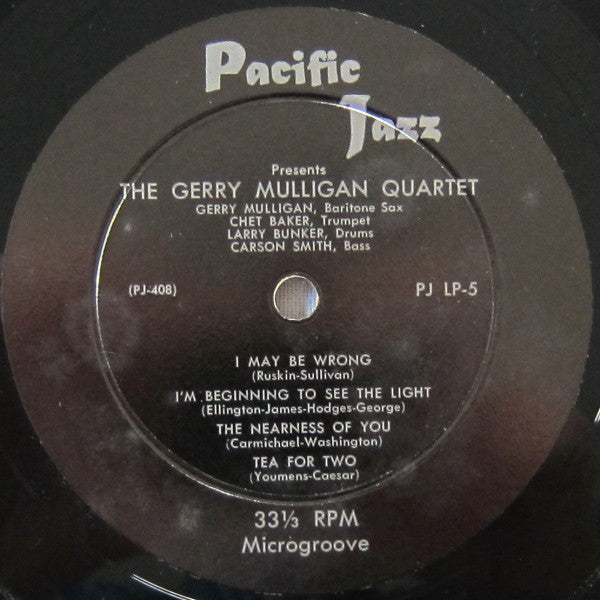 Gerry Mulligan Quartet - Gerry Mulligan Quartet - VG+ 10" LP Record 1953 Pacific Jazz USA Original Vinyl - Jazz / Cool Jazz - Shuga Records