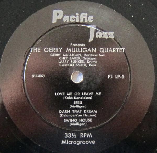 Gerry Mulligan Quartet - Gerry Mulligan Quartet - VG+ 10" LP Record 1953 Pacific Jazz USA Original Vinyl - Jazz / Cool Jazz - Shuga Records