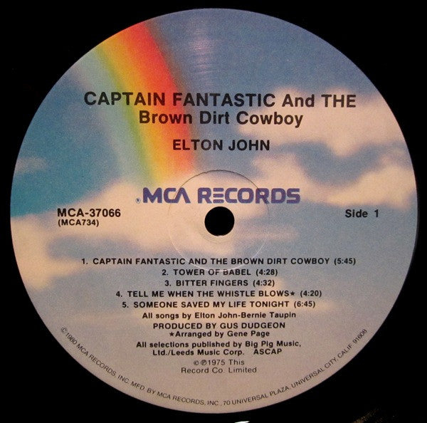 Elton John - Captain Fantastic And The Brown Dirt Cowboy (1975) - Mint- LP Record 1980 MCA USA Vinyl - Pop Rock / Classic Rock - Shuga Records
