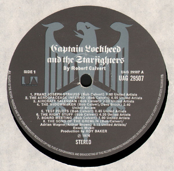 Robert Calvert (Hawkwind) - Captain Lockheed And The Starfighters - VG LP Record 1974 United Artists UK Vinyl & USA Cover - Psychedelic Rock / Prog Rock / Space Rock - Shuga Records