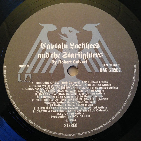 Robert Calvert (Hawkwind) - Captain Lockheed And The Starfighters - VG LP Record 1974 United Artists UK Vinyl & USA Cover - Psychedelic Rock / Prog Rock / Space Rock - Shuga Records