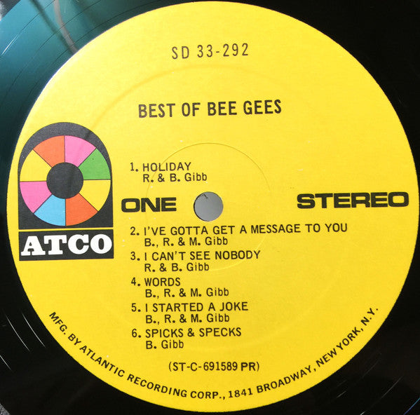 Bee Gees - Best Of Bee Gees - VG+ LP Record 1969 ATCO USA Original Vinyl - Pop Rock / Soft Rock - Shuga Records