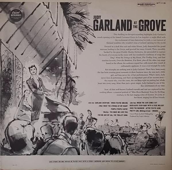 Judy Garland with Freddy Martin And His Orchestra - At The Grove - VG+ LP Record 1959 Capitol USA Original Vinyl - Pop / Vocal - Shuga Records