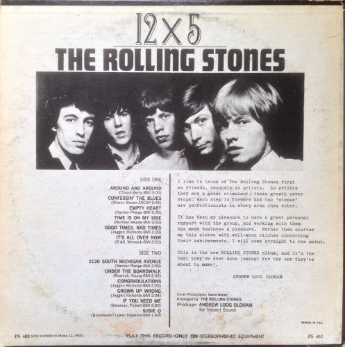 The Rolling Stones - 12 X 5 (1965) - VG+ LP Record 1966 London USA Stereo Original Vinyl - Rock & Roll / Blues Rock - Shuga Records
