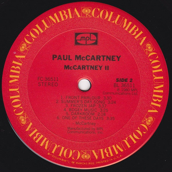 Paul McCartney - McCartney II - VG+ LP Record 1980 MPL Columbia USA Vinyl - Pop Rock - Shuga Records