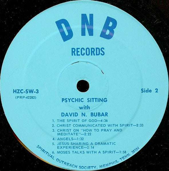 David Bubar – Psychic Sitting - VG+ LP Record 1973 DNB USA Private Press Vinyl - Therapy / Strange / Religious