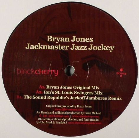 Bryan Jones - Jackmaster Jazz Jockey - VG 12" Single Record 2005 Blackcherry Recordings USA Vinyl - Chicago House / Deep House / Tech House