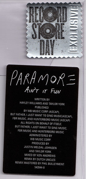 Paramore - Ain't It Fun - VG+ 5.5" Shaped Single Record Store Day 2014 Atlantic RSD Vinyl - Pop Rock / Pop Punk - Shuga Records