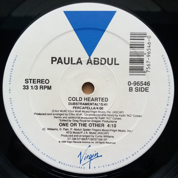 Paula Abdul - Cold Hearted - Mint- 12" Single Record 1988 Virgin USA Original Vinyl - Synth-Pop - Shuga Records