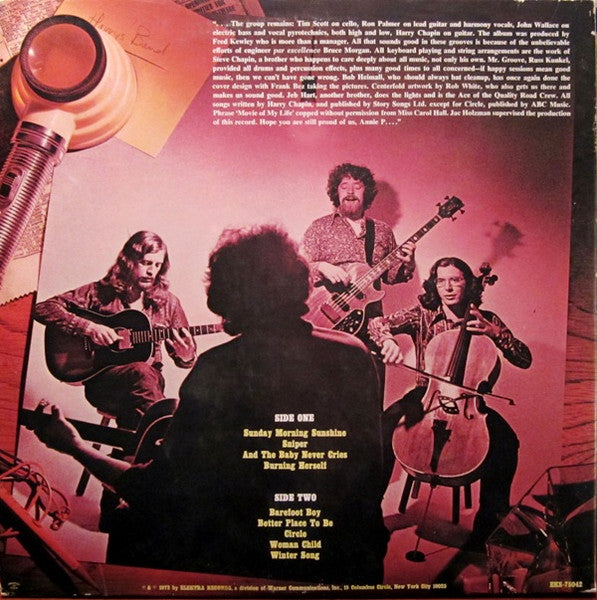 Harry Chapin - Sniper And Other Love Songs - VG+ LP Record 1972 Elektra USA - Soft Rock / Pop Rock - Shuga Records