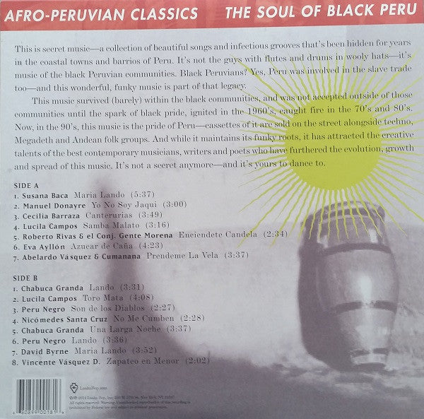 Various - Afro-Peruvian Classics: The Soul Of Black Peru (1995) - Mint- LP Record 2014 Luaka Bop Vinyl - Música Criolla / African / Soul / Latin