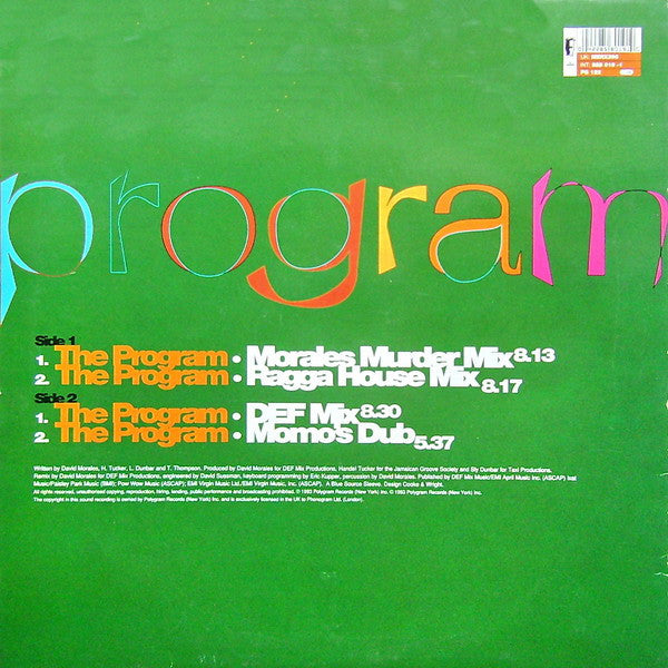 David Morales & The Bad Yard Club - The Program - Mint- 12" Single Record 1993 Mercury UK Vinyl - House - Shuga Records