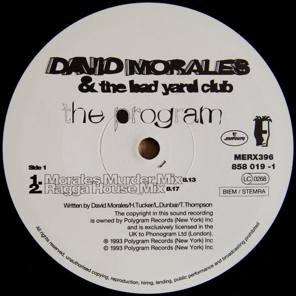 David Morales & The Bad Yard Club - The Program - Mint- 12" Single Record 1993 Mercury UK Vinyl - House - Shuga Records