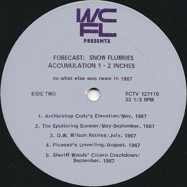 Chicago WCFL News Team - Forecast: "Snow Flurries Accumulation 1-2 Inches - VG+ LP Record 1967 Columbia USA Promo Vinyl & Insert - Spoken Word / Public Broadcast / Interview - Shuga Records