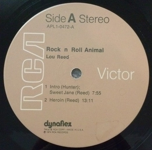 Lou Reed - Rock N Roll Animal - VG+ LP Record 1974 RCA USA Vinyl - Art Rock / Glam / Hard Rock - Shuga Records