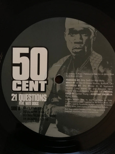 50 Cent Feat. Nate Dogg - 21 Questions / Many Men [Wish Death] - VG+ 12" Single 2003 Shady Aftermath G Unit USA Vinyl - Hip Hop / Pop Rap - Shuga Records