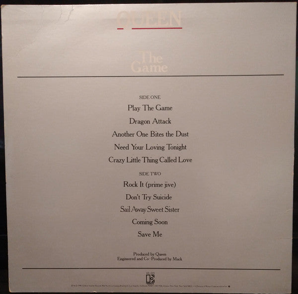 Queen - The Game - VG+ LP Record 1980 Elektra USA Original Vinyl - Pop Rock / Hard Rock / Glam - Shuga Records