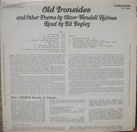 Ed Begley - Old Ironsides And Other Poems By Oliver Wendell Holmes - Mint- LP Record 1974 Caedmon USA Vinyl - Poetry / Spoken Word