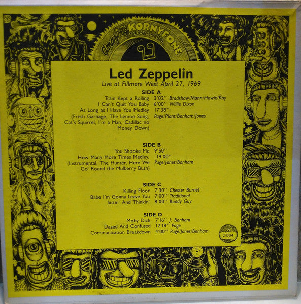 Led Zeppelin ‎– Live At Fillmore West In San Francisco, April 27th, 1969 - Mint- 2 LP Record 1970s The Amazing Kornyfone Italy Unofficial Red & Blue Vinyl - Shuga Records