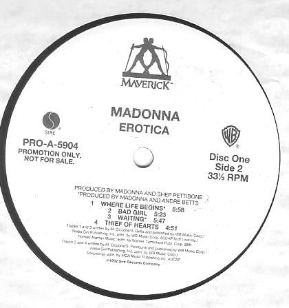 Madonna – Erotica - VG+ 2 LP Record 1992 Maverick Warner USA Promo Vinyl - Pop / Synth-pop / House