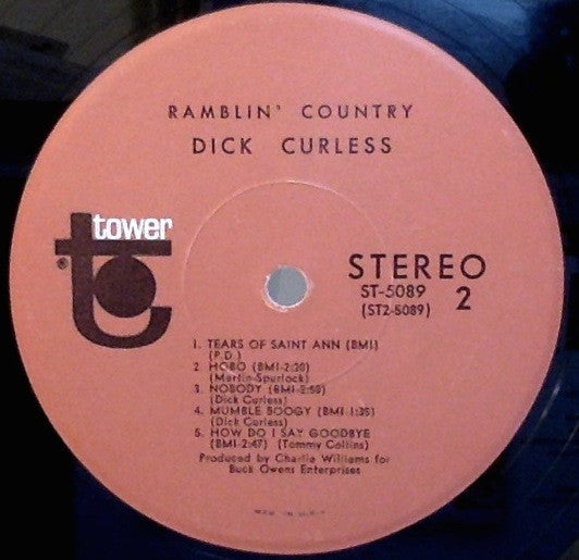 Dick Curless - Ramblin' Country - VG LP Record 1967 Tower USA Vinyl - Country / Bakersfield Sound - Shuga Records