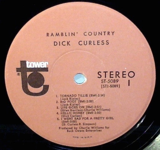 Dick Curless - Ramblin' Country - VG LP Record 1967 Tower USA Vinyl - Country / Bakersfield Sound - Shuga Records