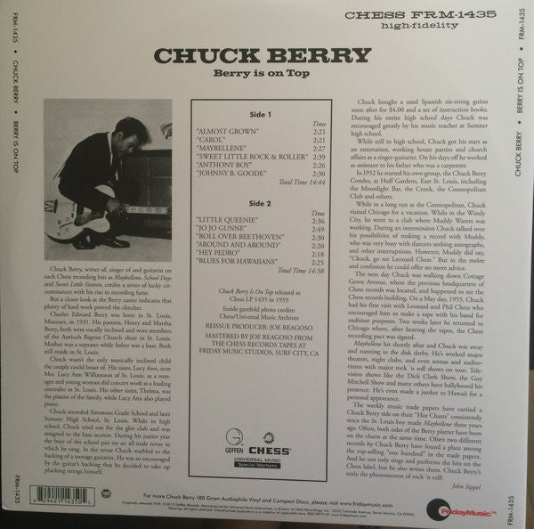 Chuck Berry - Berry Is On Top (1959) - Mint- LP Record 2013 Friday Music Chess 180 gram Vinyl - Rock & Roll - Shuga Records