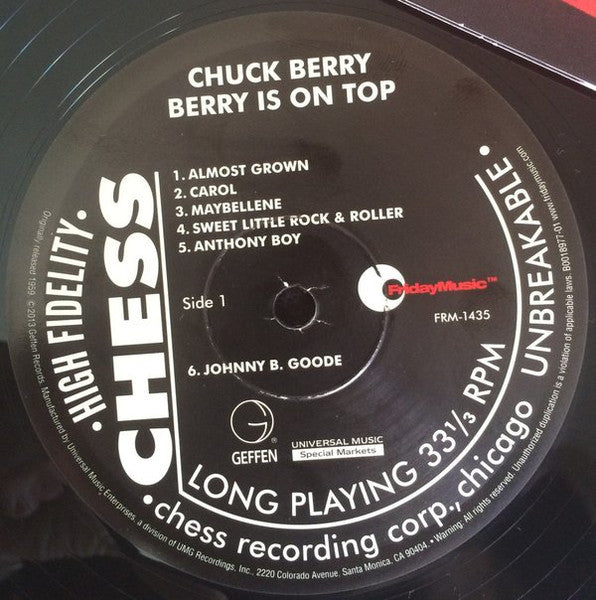 Chuck Berry - Berry Is On Top (1959) - Mint- LP Record 2013 Friday Music Chess 180 gram Vinyl - Rock & Roll - Shuga Records