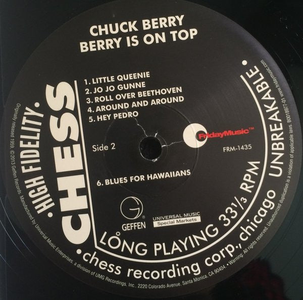 Chuck Berry - Berry Is On Top (1959) - Mint- LP Record 2013 Friday Music Chess 180 gram Vinyl - Rock & Roll - Shuga Records